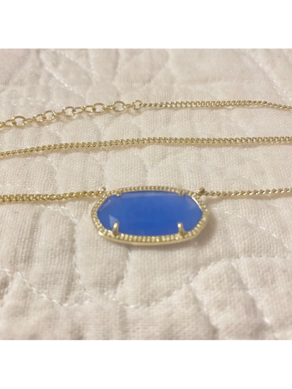Kendra Scott Gold-Tone Necklace with Bright Blue Elle Pendant